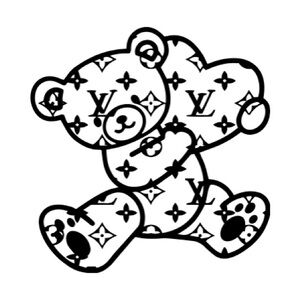 Louis Vuitton Black and White Monogram Teddy Bear Motif